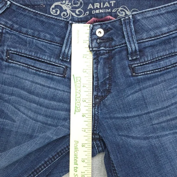 Ariat Denim Womens Trouser Jeans Size 25R Bootcut Wide Leg Flare Medium Wash - Picture 13 of 15